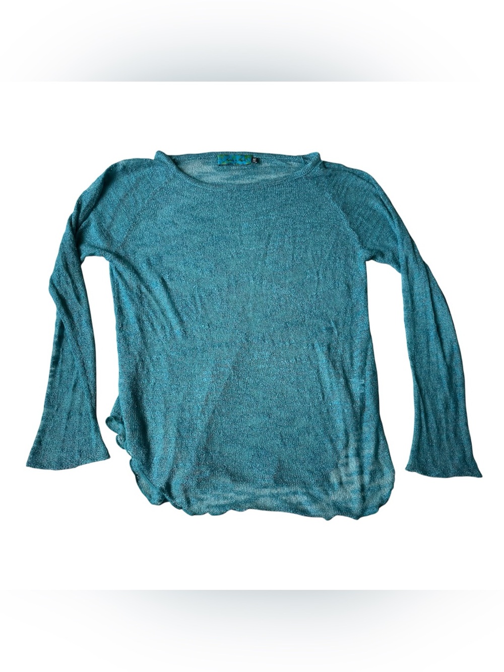 HANDS TO HEARTS OPEN KNIT BLUE LONG SLEEVE TOP WOMENS L/XL